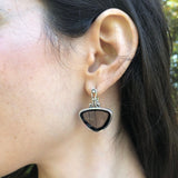 Obsidian Earrings, Natural Obsidian, Dark Vintage Earrings, Statement Earrings, Artistic Earrings, Antique Earrings, Solid Silver Earrings