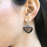 Obsidian Earrings, Natural Obsidian, Dark Vintage Earrings, Statement Earrings, Artistic Earrings, Antique Earrings, Solid Silver Earrings