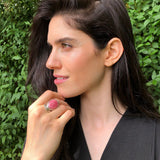 Rhodochrosite Ring, Large Pink Ring, Pink Oval Ring, Statement Ring, Artisan Ring, Bohemian Ring, Solid Silver Ring, Natural Rhodochrosite
