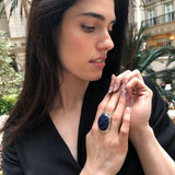 Sodalite Ring, Natural Sodalite, Statement Ring, Sagittarius Birthstone, Large Blue Stone Ring, Bohemian Ring, Massive Ring, 925 Silver Ring