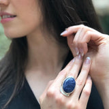 Sodalite Ring, Natural Sodalite, Statement Ring, Sagittarius Birthstone, Large Blue Stone Ring, Bohemian Ring, Massive Ring, 925 Silver Ring