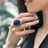 Sodalite Ring, Natural Sodalite, Statement Ring, Sagittarius Birthstone, Large Blue Stone Ring, Bohemian Ring, Massive Ring, 925 Silver Ring