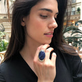 Sodalite Ring, Natural Sodalite, Statement Ring, Sagittarius Birthstone, Large Blue Stone Ring, Bohemian Ring, Massive Ring, 925 Silver Ring
