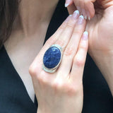 Sodalite Ring, Natural Sodalite, Statement Ring, Sagittarius Birthstone, Large Blue Stone Ring, Bohemian Ring, Massive Ring, 925 Silver Ring