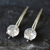 Long Diamond Earrings, Silver Statement Earrings, Long Heavy Earrings, Created CZ Diamond, Rope Earrings, Uniqiue Earrings, Rare by Adina