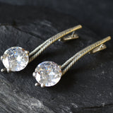 Long Diamond Earrings, Silver Statement Earrings, Long Heavy Earrings, Created CZ Diamond, Rope Earrings, Uniqiue Earrings, Rare by Adina