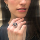 Smoky Topaz Ring, Natural Smoky Topaz, December Birthstone, Silver Round Ring, Brown Diamond Ring, Round Vintage Ring, Solid Silver Ring