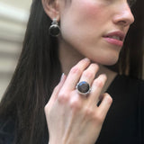 Smoky Topaz Ring, Natural Smoky Topaz, December Birthstone, Silver Round Ring, Brown Diamond Ring, Round Vintage Ring, Solid Silver Ring