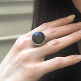 Smoky Topaz Ring, Natural Smoky Topaz, December Birthstone, Silver Round Ring, Brown Diamond Ring, Round Vintage Ring, Solid Silver Ring