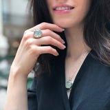 Prehnite Ring, Natural Prehnite, May Birthstone, Round Ring, Light Green Ring, Round Stone Ring, Statement Ring, May Ring, Solid Silver Ring