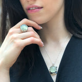 Prehnite Ring, Natural Prehnite, May Birthstone, Round Ring, Light Green Ring, Round Stone Ring, Statement Ring, May Ring, Solid Silver Ring
