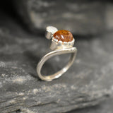 Amber Ring, Natural Amber, Opal Ring, October Birthstone, Asymmetric Ring, Vintage Ring, Two Stone Ring, Multistone Ring, Solid Silver Ring