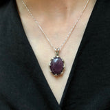 Ruby Pendant, Natural Ruby, June Birthstone, Silver Oval Pendant, Real Ruby Pendant, Statement Pendant, Big Ruby Pendant, 925 Silver Pendant