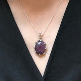 Ruby Pendant, Natural Ruby, June Birthstone, Silver Oval Pendant, Real Ruby Pendant, Statement Pendant, Big Ruby Pendant, 925 Silver Pendant