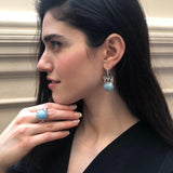 Aquamarine Pendant, Natural Aquamarine, Ribbon Pendant, March Birthstone, Blue Bow Pendant, Vintage Necklace, Large Pendant, Silver Pendant