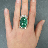 Big Malachite Ring, Natural Malachite, Statement Ring, Large Oval Ring, Green Bohemian Ring, Massive Ring, Heavy Ring, Solid Silver Ring