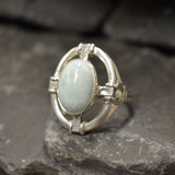 Large Larimar Ring, Natural Larimar, Antique Ring, Heavy Ring, Statement Ring, Viking Ring, Blue Ring, Large Oval Ring, Solid Silver Ring