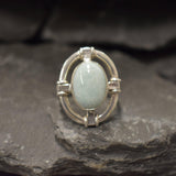 Large Larimar Ring, Natural Larimar, Antique Ring, Heavy Ring, Statement Ring, Viking Ring, Blue Ring, Large Oval Ring, Solid Silver Ring