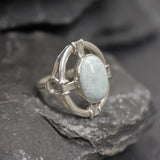 Large Larimar Ring, Natural Larimar, Antique Ring, Heavy Ring, Statement Ring, Viking Ring, Blue Ring, Large Oval Ring, Solid Silver Ring