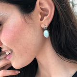 Blue Antique Earrings, Natural Larimar, Statement Earrings, Large Earrings, Heavy Studs, Vintage Earrings, Large Oval Studs, Silver Earrings