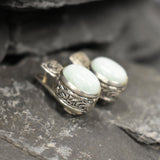 Blue Antique Earrings, Natural Larimar, Statement Earrings, Large Earrings, Heavy Studs, Vintage Earrings, Large Oval Studs, Silver Earrings