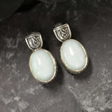Blue Antique Earrings, Natural Larimar, Statement Earrings, Large Earrings, Heavy Studs, Vintage Earrings, Large Oval Studs, Silver Earrings