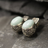 Blue Antique Earrings, Natural Larimar, Statement Earrings, Large Earrings, Heavy Studs, Vintage Earrings, Large Oval Studs, Silver Earrings