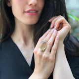 Statement Ring, Natural Lemon Quartz, Yellow Oval Ring, Large Heavy Ring, Vintage Ring, Large Stone Ring, Artisan Ring, Solid Silver Ring