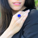 Cats Eye Ring, Natural Cats Eyes, Blue Vintage Ring, Silver Leaf Ring, Unique Stone Ring, Blue Quartz Ring, Leaf Ring, Solid Silver Ring