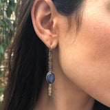Silver Tribal Earrings, Kyanite Earrings, Silver Long Earrings, Blue Statement Earrings, Blue Tribal Earrings, Blue Eye Earrings, Kyanite