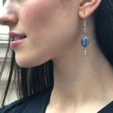 Silver Tribal Earrings, Kyanite Earrings, Silver Long Earrings, Blue Statement Earrings, Blue Tribal Earrings, Blue Eye Earrings, Kyanite