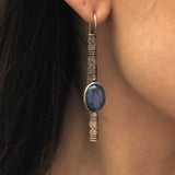 Silver Tribal Earrings, Kyanite Earrings, Silver Long Earrings, Blue Statement Earrings, Blue Tribal Earrings, Blue Eye Earrings, Kyanite