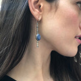 Silver Tribal Earrings, Kyanite Earrings, Silver Long Earrings, Blue Statement Earrings, Blue Tribal Earrings, Blue Eye Earrings, Kyanite