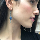 Silver Tribal Earrings, Kyanite Earrings, Silver Long Earrings, Blue Statement Earrings, Blue Tribal Earrings, Blue Eye Earrings, Kyanite