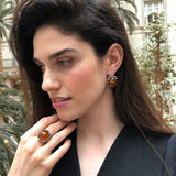 Amber Ring, Natural Amber, Genuine Amber, Taurus Birthstone, Round Vintage Ring, Brown Amber Ring, Big Amber Ring, Solid Silver Ring, Amber