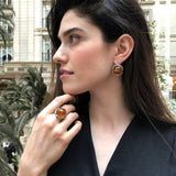 Amber Ring, Natural Amber, Genuine Amber, Taurus Birthstone, Round Vintage Ring, Brown Amber Ring, Big Amber Ring, Solid Silver Ring, Amber