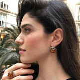 Amber Ring, Natural Amber, Genuine Amber, Taurus Birthstone, Round Vintage Ring, Brown Amber Ring, Big Amber Ring, Solid Silver Ring, Amber