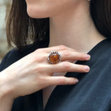 Amber Ring, Natural Amber, Genuine Amber, Taurus Birthstone, Round Vintage Ring, Brown Amber Ring, Big Amber Ring, Solid Silver Ring, Amber