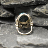 Blue Chrysocolla Ring, Natural Chrysocolla, Antique Ring, Long Statement Ring, Vintage Ring, Chunky Ring, Artistic Ring, Solid Silver Ring