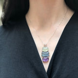 Long Boho Pendant, Bohemian Pendant, Heavy Pendant, Large Gemstone Pendant, Big Necklace, Solid Silver Pendant, Fluorite, Prehnite, Amethyst