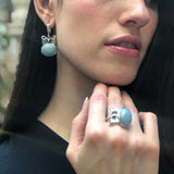 Aquamarine Ring, Natural Aquamarine, Ribbon Ring, March Birthstone, Blue Bow Ring, Large Blue Ring, Bow Ring, March Ring, Solid Silver Ring