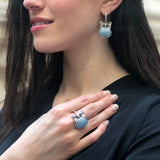 Aquamarine Ring, Natural Aquamarine, Ribbon Ring, March Birthstone, Blue Bow Ring, Large Blue Ring, Bow Ring, March Ring, Solid Silver Ring