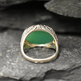 Green Statement Ring, Natural Chrysoprase Ring, Leaf Ring, Chunky Ring, May Birthstone, Green Artistic Ring, Large Ring, Solid Silver Ring