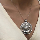 Round Silver Pendant, Statement Pendant, Mandala Pendant, Artistic Silver Pendant, Ornament Pendant, Artisan Pendant, Solid Silver Pendant