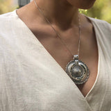 Round Silver Pendant, Statement Pendant, Mandala Pendant, Artistic Silver Pendant, Ornament Pendant, Artisan Pendant, Solid Silver Pendant