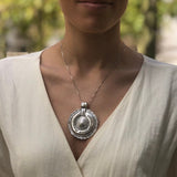 Round Silver Pendant, Statement Pendant, Mandala Pendant, Artistic Silver Pendant, Ornament Pendant, Artisan Pendant, Solid Silver Pendant