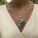 Round Silver Pendant, Statement Pendant, Mandala Pendant, Artistic Silver Pendant, Ornament Pendant, Artisan Pendant, Solid Silver Pendant