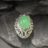 Chrysoprase Ring, Natural Chrysoprase Ring, May Birthstone Ring, Bohemian Ring, Green Vintage Ring, Artistic Silver Ring,  Rare by Adina