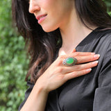 Chrysoprase Ring, Natural Chrysoprase Ring, May Birthstone Ring, Bohemian Ring, Green Vintage Ring, Artistic Silver Ring,  Rare by Adina
