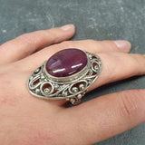 Ruby Ring, Natural Ruby Ring, July Birthstone Ring, Victorian Ring, Large Ruby Ring, Heavy Ring, Statement Ring, Solid Silver Ring, Ruby